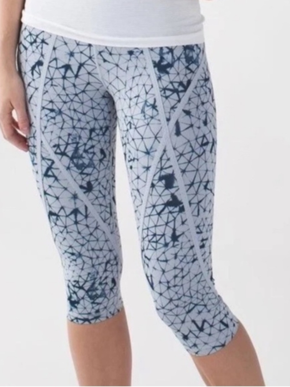 lululemon athletica Light Blue & Navy Geometric Capri Leggings